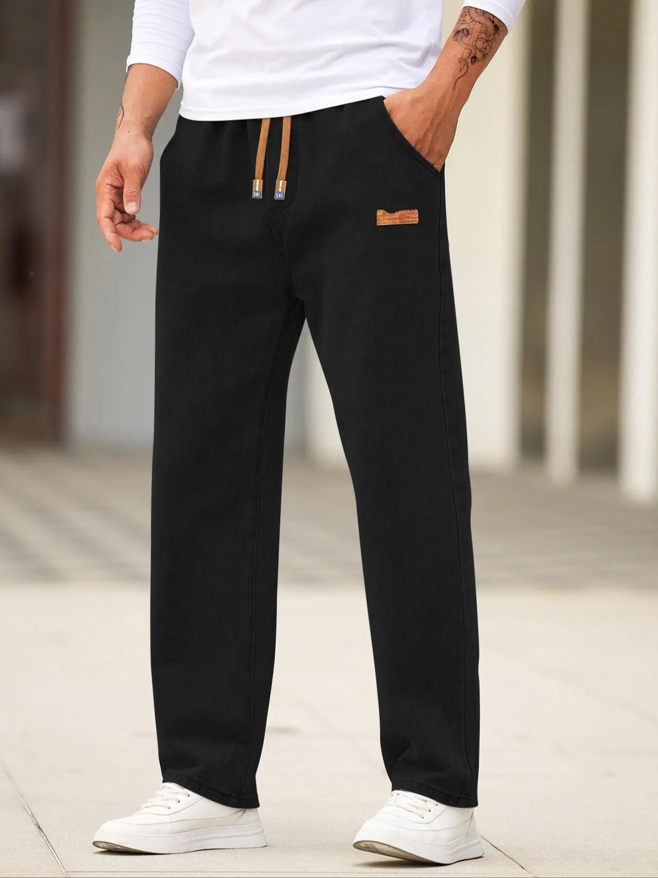 Men's Regular Fit Solid Color Plain Authentic Jeans, Casual Comfy Denim Trousers with Pocket for Daily Wear, Men's Bottoms for All Seasons, Streetwear, Menswear, Activewear, Pants, Fitted Jeans Pants, Denim Lower