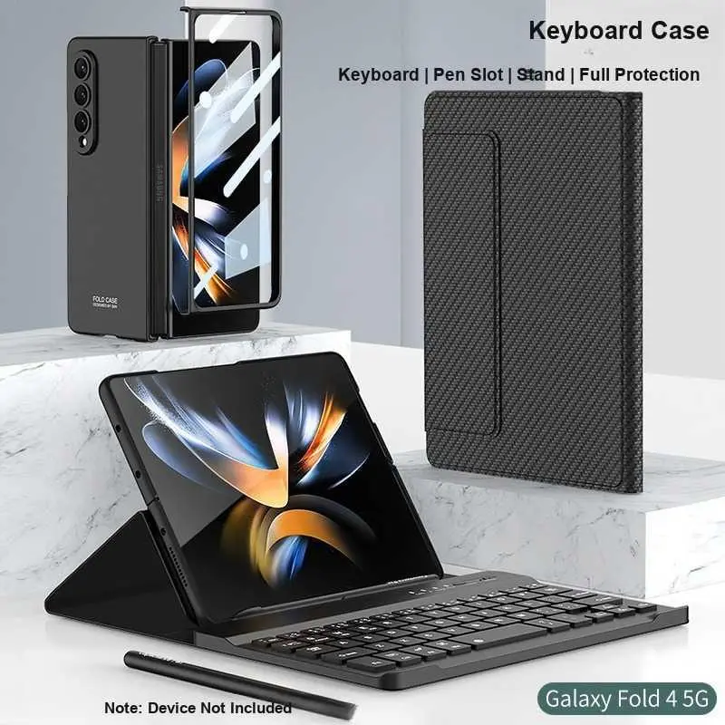 For Samsung Galaxy Z Fold4 Bluetooth Keyboard Vegan Leather Case For Samsung Galaxy Z Fold5 Tablet Wireless Keyboard Ultra-Thin Creative Sta HNP22PL