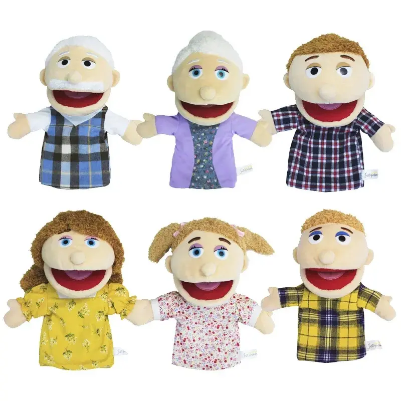 Soft Cotton Family Stuffed Doll Set - Kawaii Aesthetic Dad, Mum, Brother, Sister Cosplay Play Plushies, Toddler Learning Activities Toys, Hand Finger Puppets, Kids' Gift Basket Item