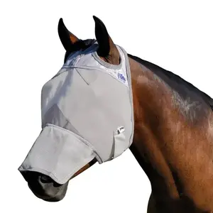 Cashel Cool Cashel Crusader Sun Fly Mask for Long Snouted Horses - Grey Soft Coated Nylon 70% UV Protection Comfortable Fit