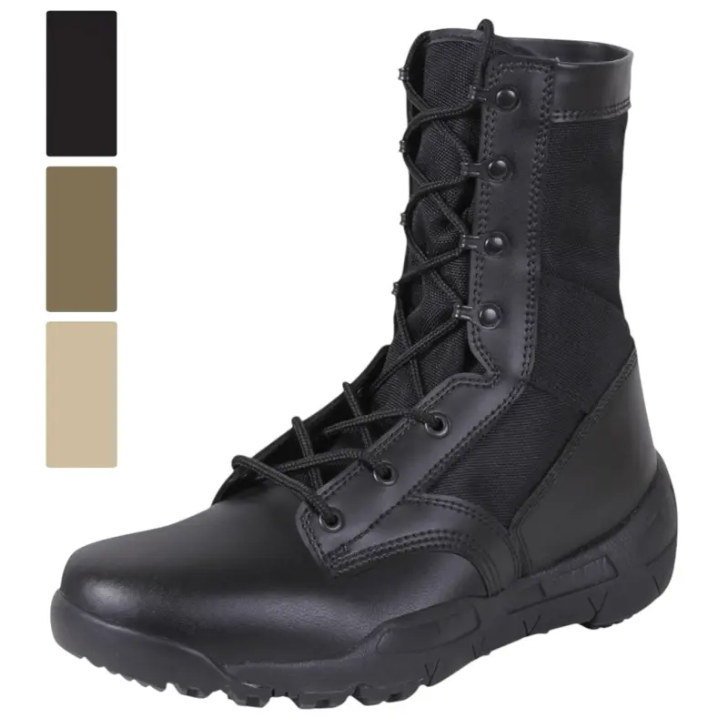 ROTHCO V-Max Lightweight Tactical Boot - Men's 8.5in Round Toe Lace-Up Nylon Athletic Footwear, Closed Design, Basic Style, Padded Removable EVA Insole, 2 Screen Air Vents, Rubber Outsole, ISO Certified Durable for Outdoor & Fitness
