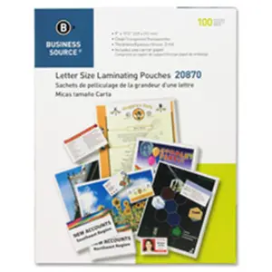 Business Source  Laminating Pouch- Ltr- 3Mil- 9 in. x 11.5 in.- 100-BX- Clear