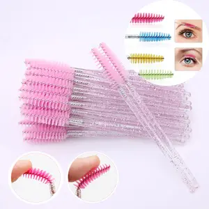 10-Piece Crystal Handle Eyelash Brushes Set, Solid Spiral Brow Brush, Baby Pink Lash Comb & Curler Tool for Makeup Application, Makeup Tools Set