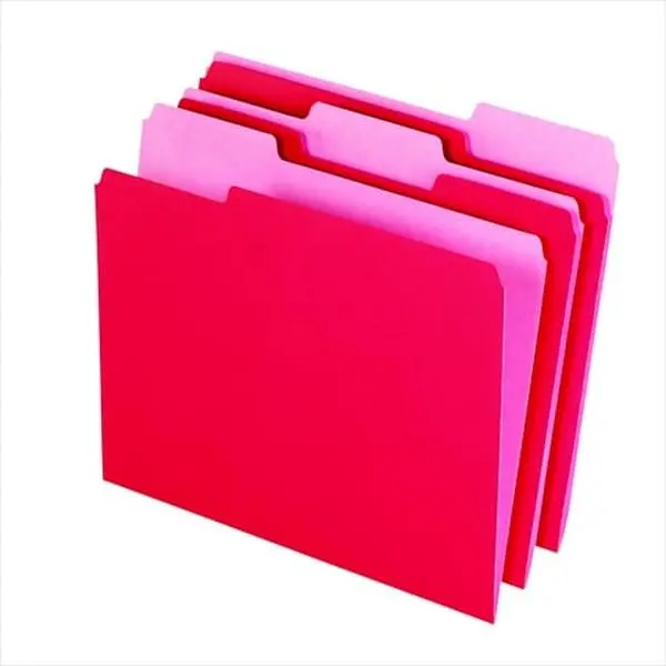 School Smart 015792 Reversible 11-pt Medium Weight Stock File Folder - 1-3 Cut, 2-Tone, Letter Size, Lighter Interior Shade, Greater Visibility of Tabs - Red, Pack of 100