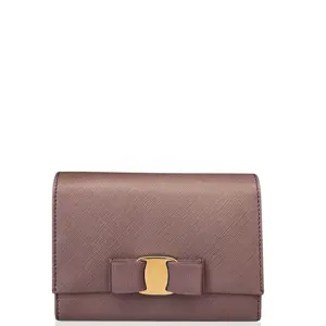 Pre-owned SALVATORE FERRAGAMO Leather small leather goods Continental Wallet Saffiano Calfskin Purple (gy020626a6)
