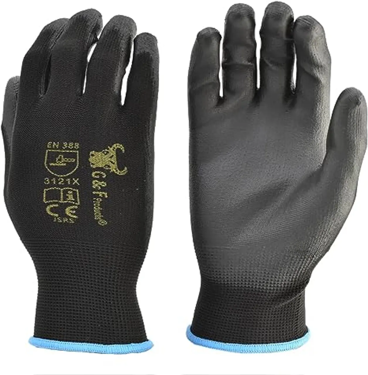 G & F Men's Work Gloves, 12-Pair Bulk Pack, Polyurethane Coated Palm for Grip, Touchscreen Fingertips, Lightweight Breathable Knit Back, for Construction, Warehouse, Assembly, Gardening and General Duty, Available in Multiple Sizes