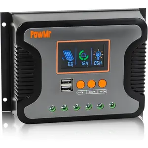 60A Charge Controller 12V/24V/36V/48V Auto Regulator with Parameter LCD Display and Dual USB for Lithium Battery, AGM, Gel, Sealed and Flooded Battery Charge