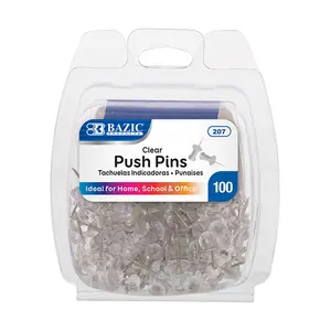 BAZIC Clear Transparent Push Pins (100/Pack)