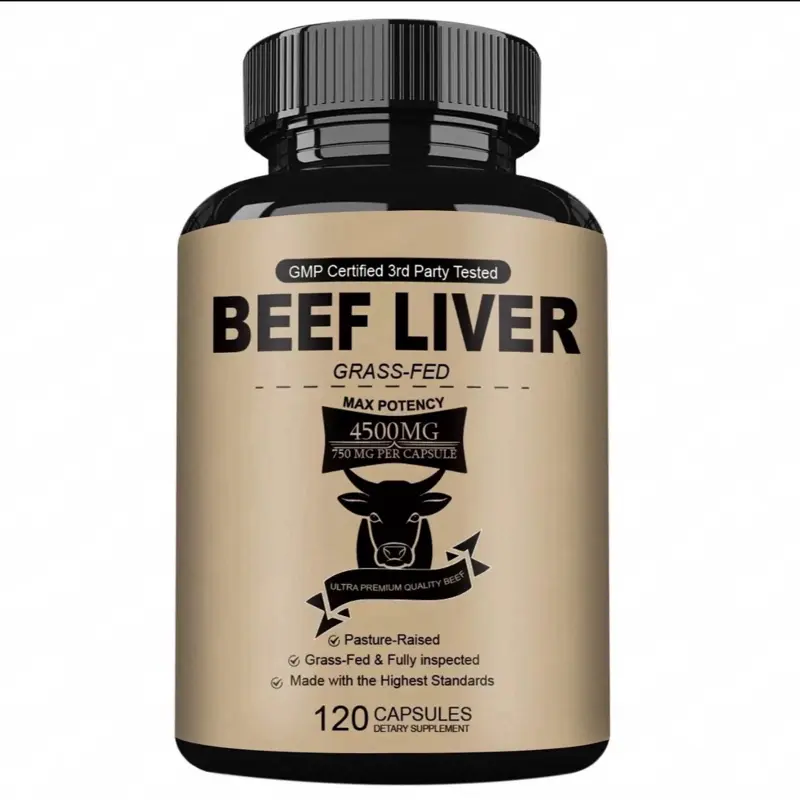 Grass Fed Beef Liver Capsules 4500mg - 120 Capsules, Non-GMO Hormone-Free Desiccated Supplement with Heme Iron, CoQ10, Vitamins A & B12 - Beef Liver for Nutrients