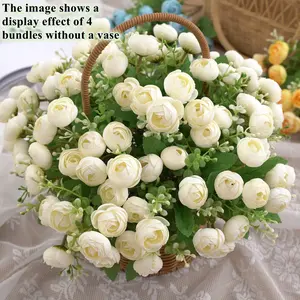 4pcs Artificial Rose Peony Tea Bud, UV Resistant, Indoor Outdoor Decor, Realistic Colors, Perfect for Home, Wedding, Mother's Day and Valentine's Day, June Day and other holiday decorations, Artificial Peony Bouquet, Decorative Bouquet