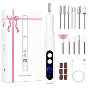 Professional Manicure Pedicure Kit, Electric Nail Drill with 360° LED light& LCD Display, Electric Nail File Pedicure Tools for feet, Hand Foot Care Nail Drill for Thick Nail Toenail Cuticle Women Men