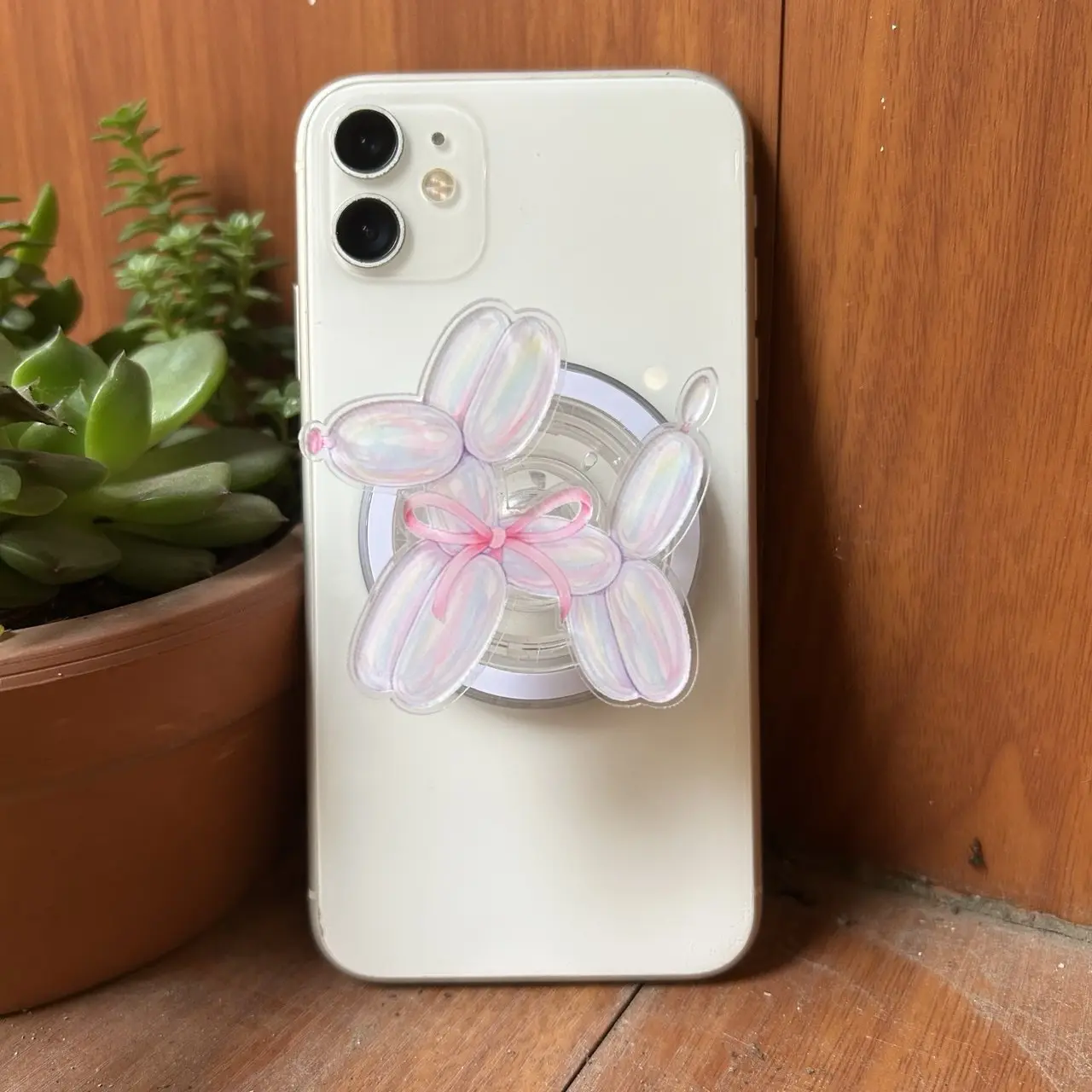 Pastel Balloon Dog Phone Grip - Acrylic Phone Grip & Kickstand - Cute Puppy Phone Accessory