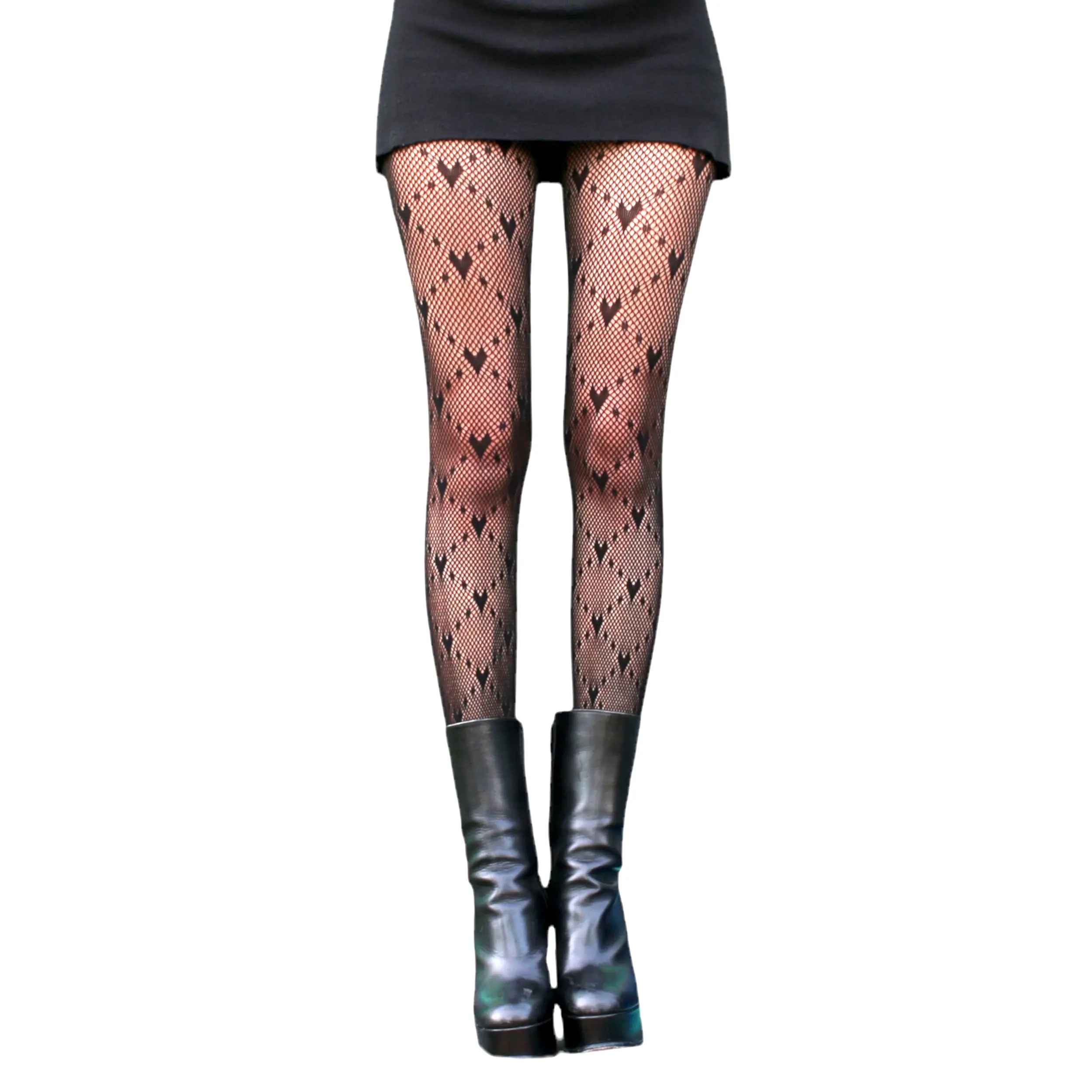Heart Fishnet Tights Romantic Alt Fashion Pantyhose for Y2K, Kawaii & Goth Fashion