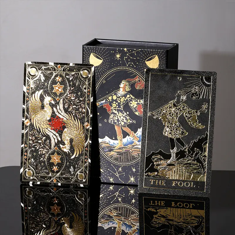Black Tarot Card Game (78 pcs/set), Portable Magician Tarot Card Game, Multicolor Tarot Card Game, Mystical Fun Card Game for Adults, Holiday Gift，Girls Night & Bachelorette Party Supplies，Party Game, Pentacles，Party gifts