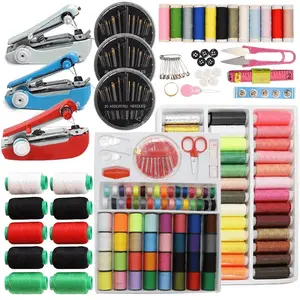 57Pcs Portable Handheld Sewing Machine Kit Cordless Mini Hand Sewing Machine with Assorted Thread Buttons Needles Travel Sewing Supplies Set for Beginner Home Emergency Clothing Repair