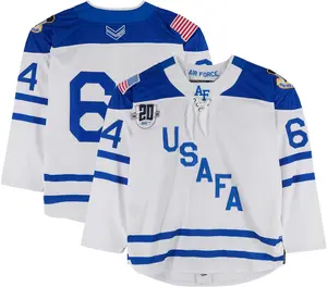 Air Force Falcons Team-Issued #64 White Jersey with 20th Anniversary Patch from the Hockey Program - Size L - Fanatics Authentic Certified