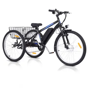 【GARVEE】3-Wheel Electric Bicycle for Adults with 350W Motor, 7-Speed Electric Trike, Basket, 24" and 26" Wheels, Fat Tire Design, 36V 10Ah Removable Battery, and Multiple Riding Modes for 50+ Miles