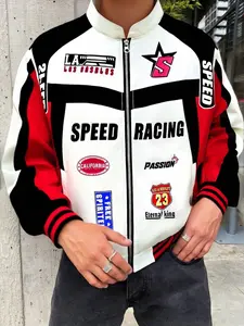 Racing Suit Sport Jacket Trendy Racing Print Men's Spring Fall Warm Comfortable Jacket Coat Unisex Stylish Racing