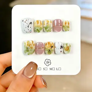 10 Pcs Handmade Short Nail Tips, Luxury Nail Art Decor, Silver Foil, Glitter, Cat Eye, Reusable, Easy Application, Party & Wedding Nails