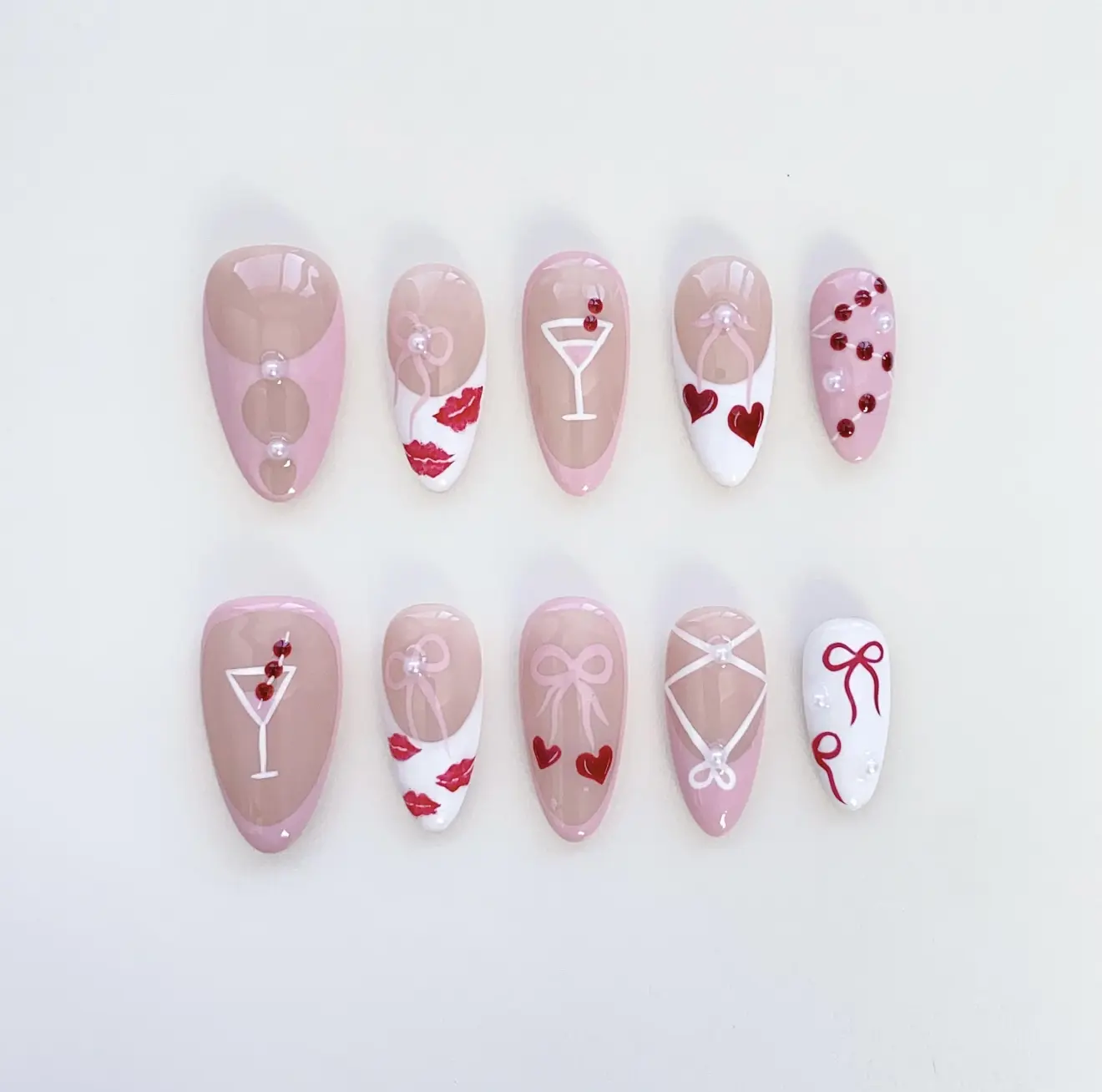 PINK MARTINI The Nail Empire | 10pcs | Long nails | Almond nails | Short nails | Square nails | Coffin nails | Acrylic nails  | High quality |