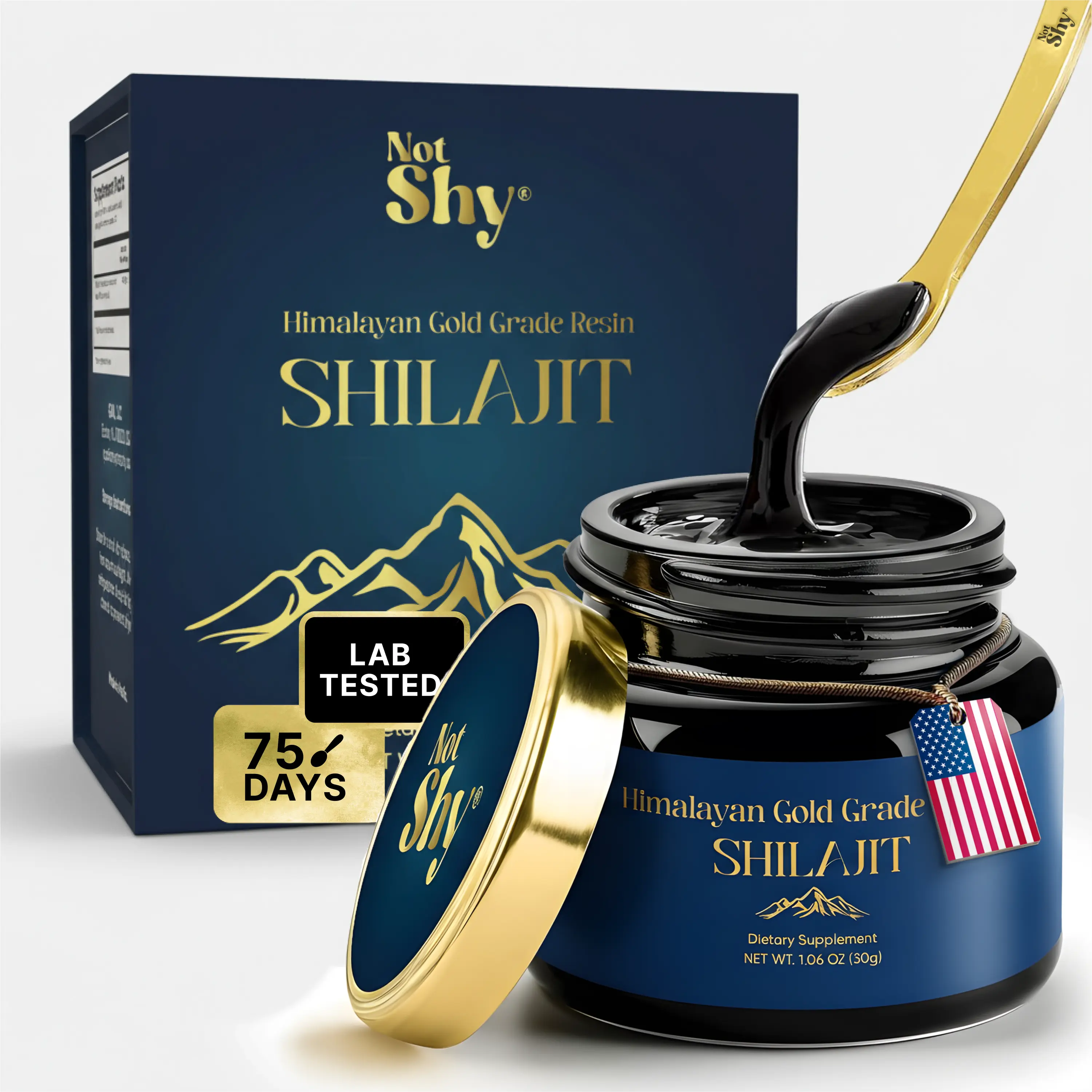 Not Shy Himalayan Gold Grade Shilajit Resin 150 Servings 400mg 75% Fulvic Acid 85 Minerals High Altitude 18000 ft Source Hi Potency for Muscle Building Stamina Lab Tested for Men Women