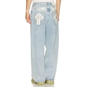 Jaded London Applique Cross XL Colossus Jeans in Blue