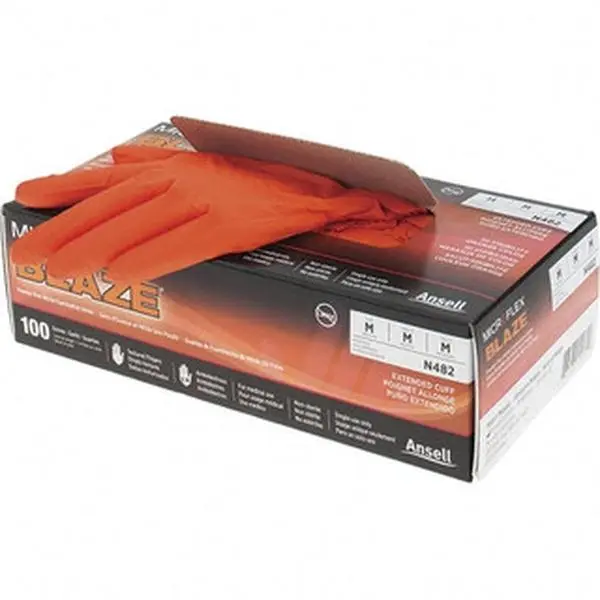 Microflex N482 Disposable Nitrile Kitchen/Home Cleaning Gloves - 100 Gloves, FDA Approved, Static Dissipative, Textured Grip, Rolled Cuff, Wrist Protection, Non-Slip Design