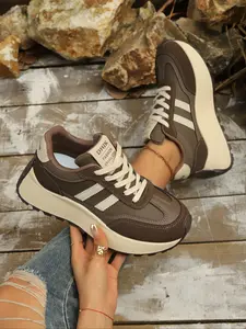 Women's Retro Argo Sporty Fashionable Sneakers, Spring & Fall New Season All-Season Thick Sole Height Increasing Casual Shoes