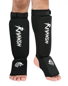Revansh Shin Guards - Elastic Woven Material with Shock Absorbive Padding for Enhanced Protection - Black Color - 1 Month Supplier Warranty
