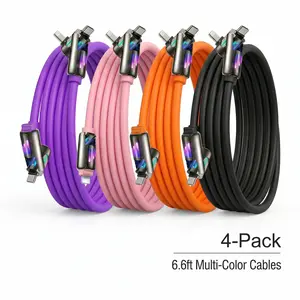 240W 4-in-1 Super Fast Charging Charger with Super Liquid Silicone Cable, USB-A, Type-C, Lightning Compatibility for iPhone17, Samsung Mobile/Cellphone, Electronic Laptops