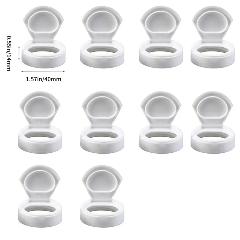ten white 1.57-inch lids