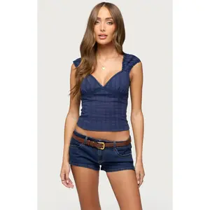 Edikted Women's Katerine Embroidered Stripey Cotton Top
