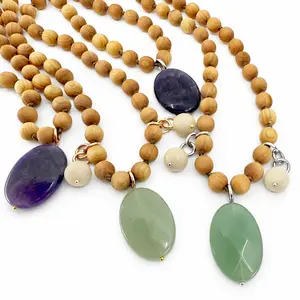 Natural Wood Layering Necklace