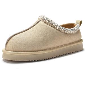 Snowind Women's Suede Platform Slip-on Slippers with Fluffy Fur Lining for Autumn Winter Warm Walking Shoes