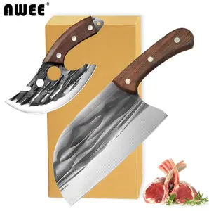 AWEE [Best Value] 2pcs Forged Lightweight Women's Knife Set – Slicing Knife for Vegetables and Meat, Fish Head Knife, Hammered Chef's Knife, Kitchen Knife Set, Perfect Gift