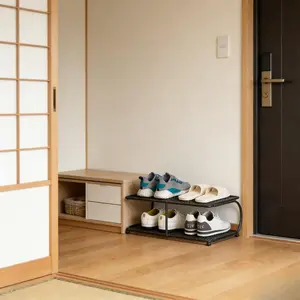 2-Tier Space-Saving Shoe Rack | Under Bed Dorm Storage Organizer & Entryway Multi-Purpose Shelf for Small Spaces