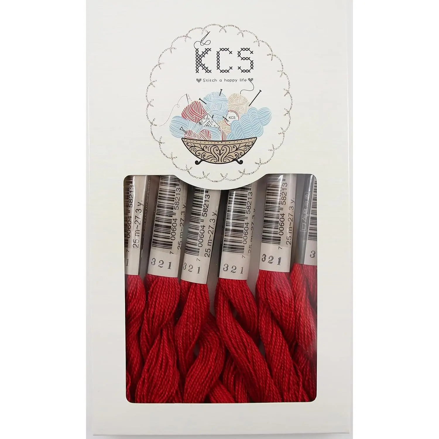 KCS 25 M/Skein Mercerized Pearl Cotton Crochet Needlepoint Thread,Size 5,6 skeins,Christmas red Gift