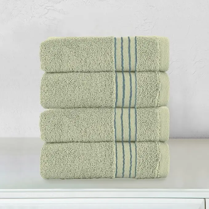 Mocassi 4-Pack Turkish Cotton Hand Towel Set, Hotel Premier Quality with Absorbent Touch, 16in x 28in