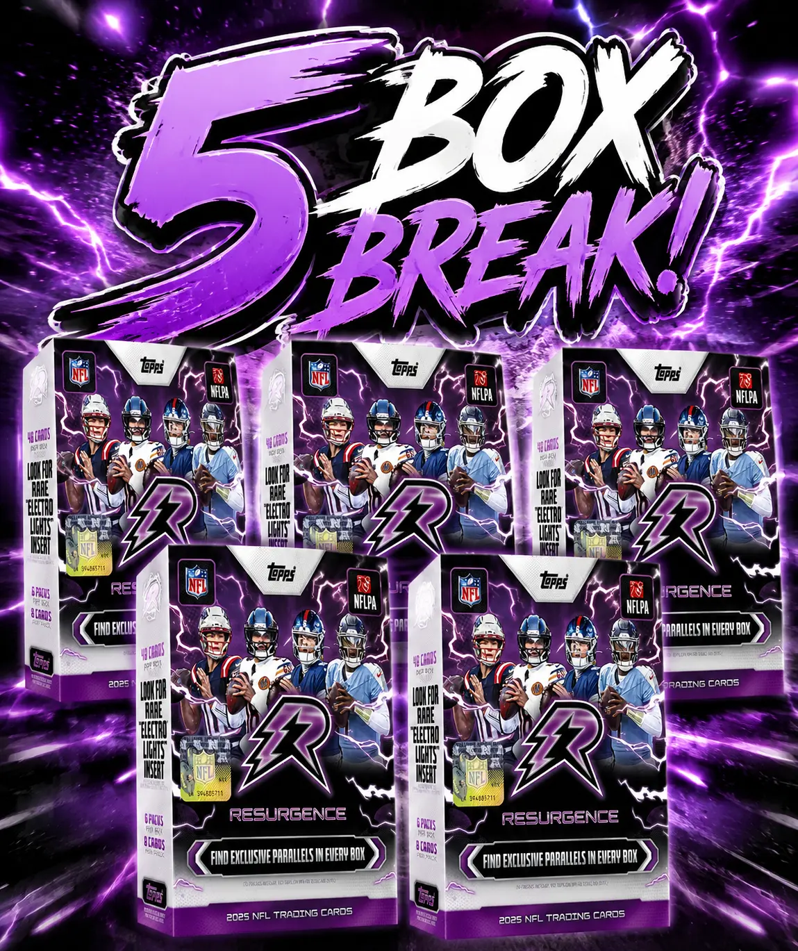FIVE TOPPS RESURGENCE FOOTBALL Break + Sports Trading Card