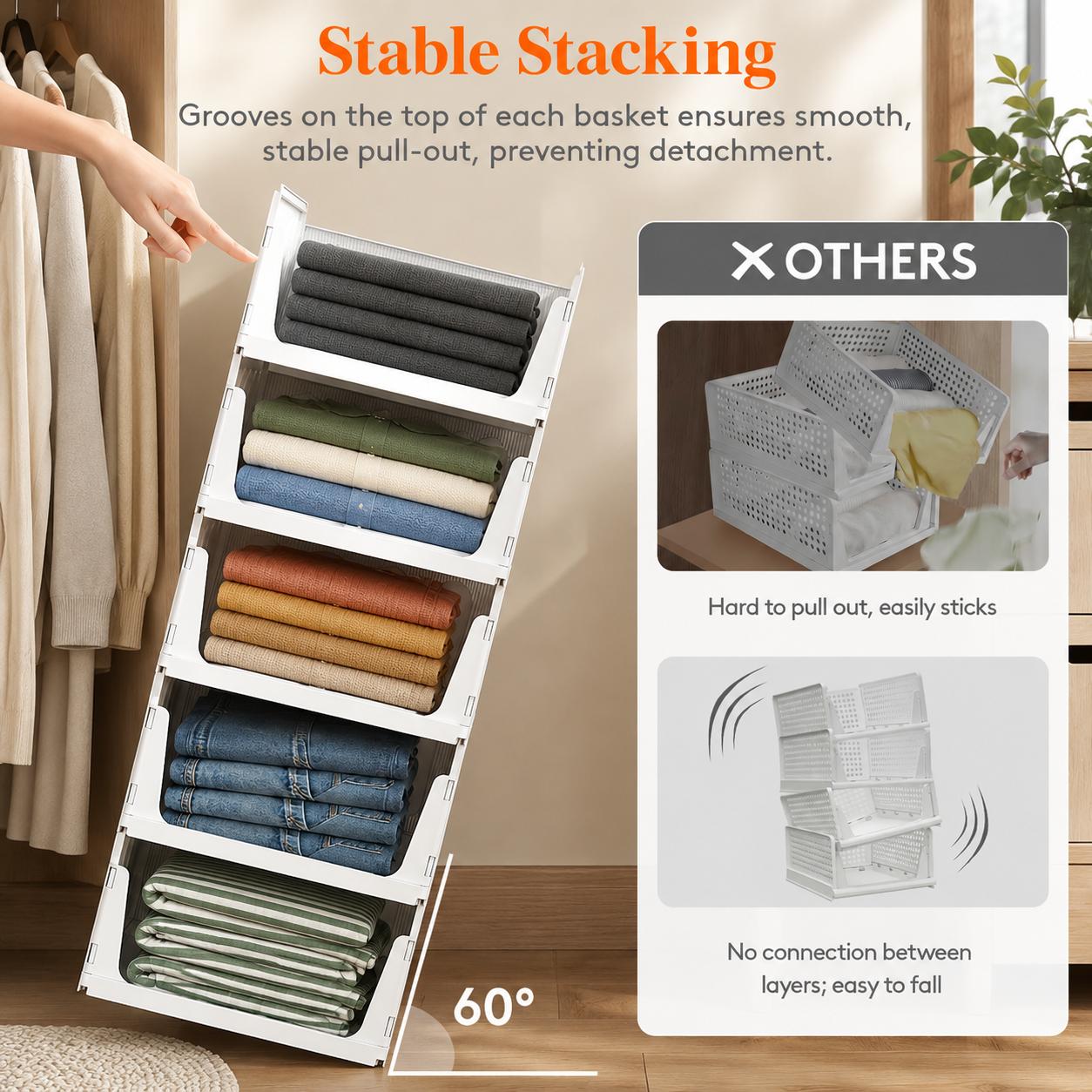 Lifewit Stackable Closet Organizers & Storage Bins for Clothes, Sweaters & Pants, Space-Saving Shelf Organizers for Bedroom, Dorm, RV & Pantry backtoschool