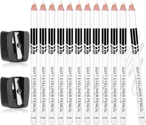 12 count White Barber Pencil with 2 Sharpener, Magic Hairline Pencils for Lineup Beard Shaping Beard Guide Pen Barber Chalk for Beards Hair Makeup Design for Men