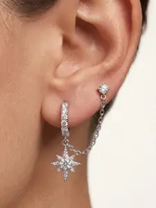 Eight-Pointed Star Stud Earrings with Sparkling CZ, Classic Gold Celestial Jewelry, Perfect Daily Wear Mix & Match Comfy & Secure