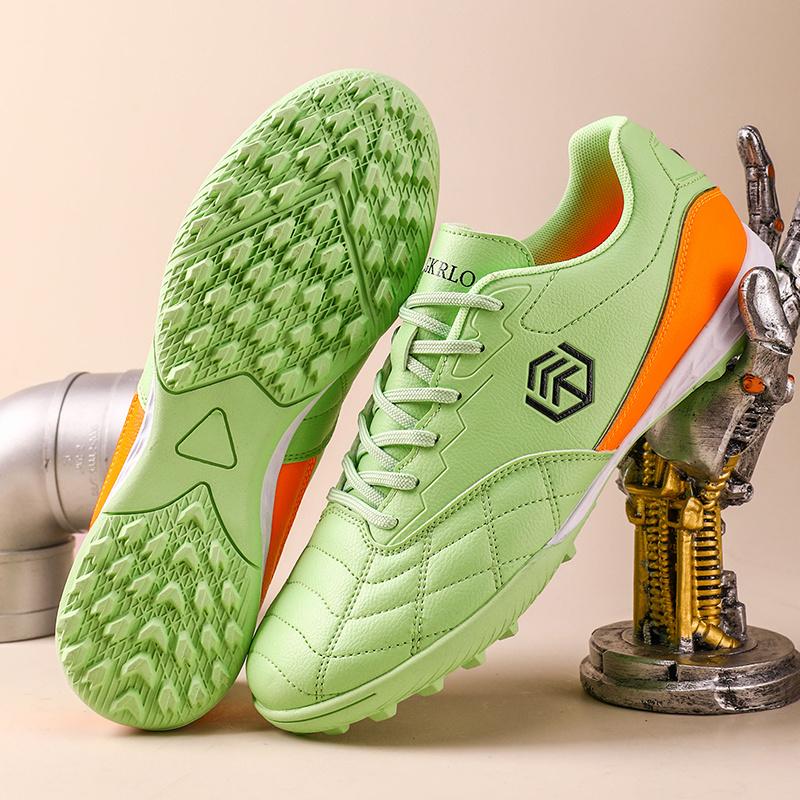 LISM Men'S Neon Green & Low-Top Football Cleats - Lace-Up Synthetic Cover Soccer Shoes with Cushioned Rubber Sole, Breathable PU Lining & Arch Support