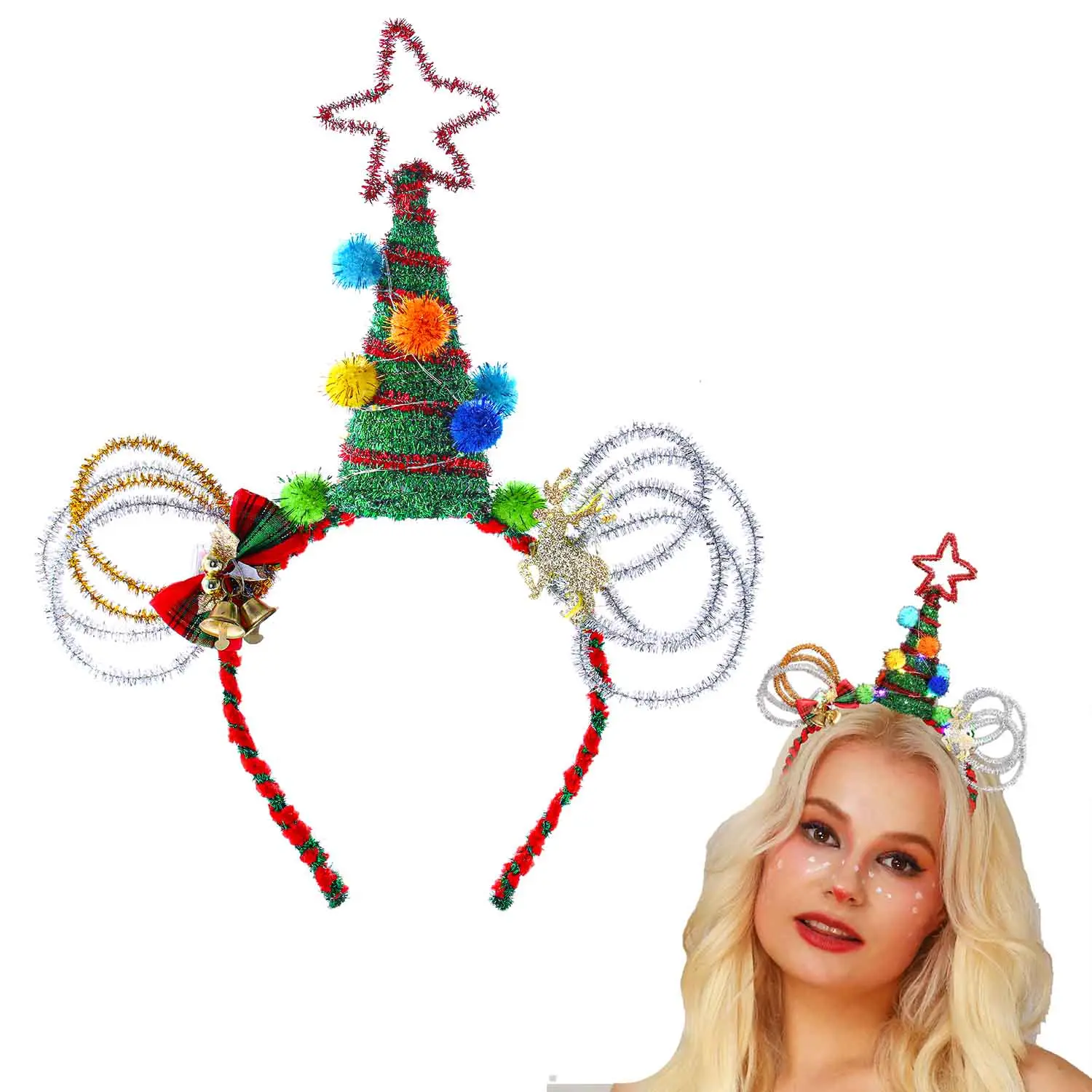 Christmas Headband Christmas Tree Headpiece Light up Headbands Festival Party Hair Accessories for Women and Girls