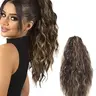 Claw Wavy Natural Fake Ponytail Extension Black Brown 16" Curly Pony Tail Glueless Clip in Hair Extensions for Women fluffy Natural Looking Synthetic Soft Hairpieces for Daily Use Soft Curly Ponytails