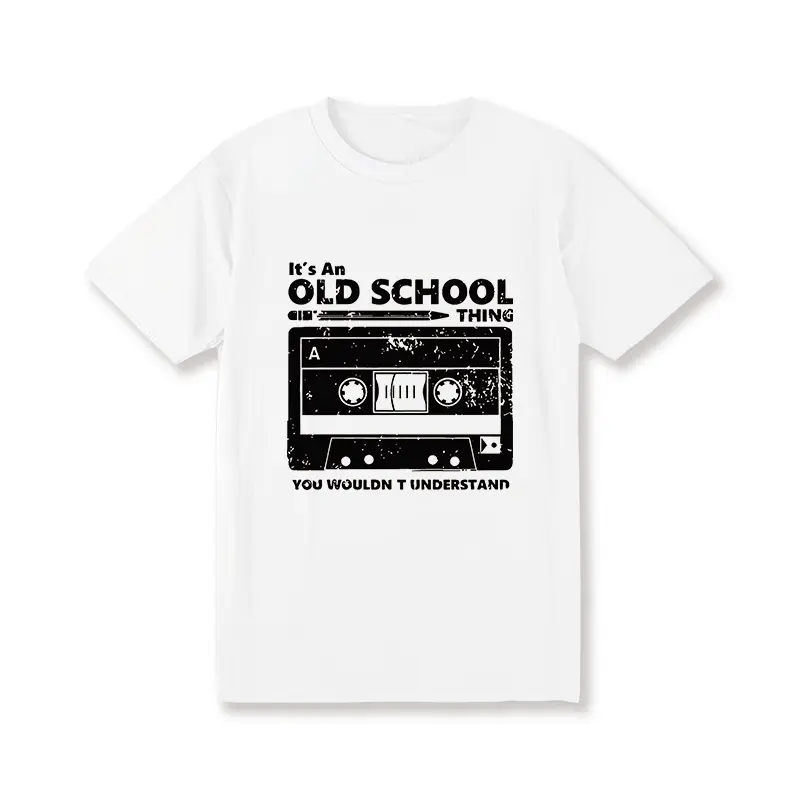 #TikTokShopRestock  Plus Size Men's Retro Graphic Cotton T-Shirt - "It's an Old School Thing" Vintage Cassette Tape Design, Soft Crew Neck, Casual Summer Tee, 100% Cotton, Machine Washable, Cotton T Shirts