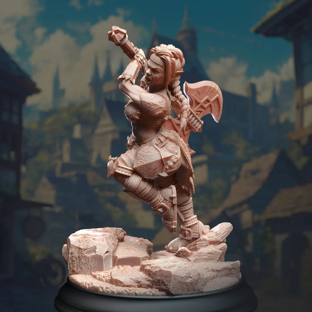 Duergar Battlerager Barbarian Gatha 3D-Printed Resin Miniature, Collectible Character Figure Miniatures, Home Decor Statue for DM Stash, 3D-Printed Resin Miniatures