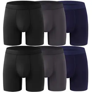 Men's Underwear, Shorts Comfortable Sports Long Boxer Briefs for Men(3 Pack or 5 Pack), Breathable Fabric, Plus Size Underwear, Shorts, Underpants, Athletic Stretch Moisture Wicking Mens Underwear Boxer Briefs with Contour Pouch