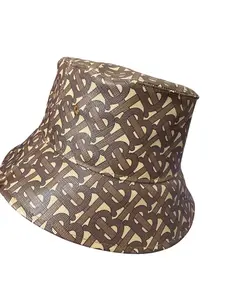 Pre-owned Burberry Monogram Print Bucket Hat Size Medium