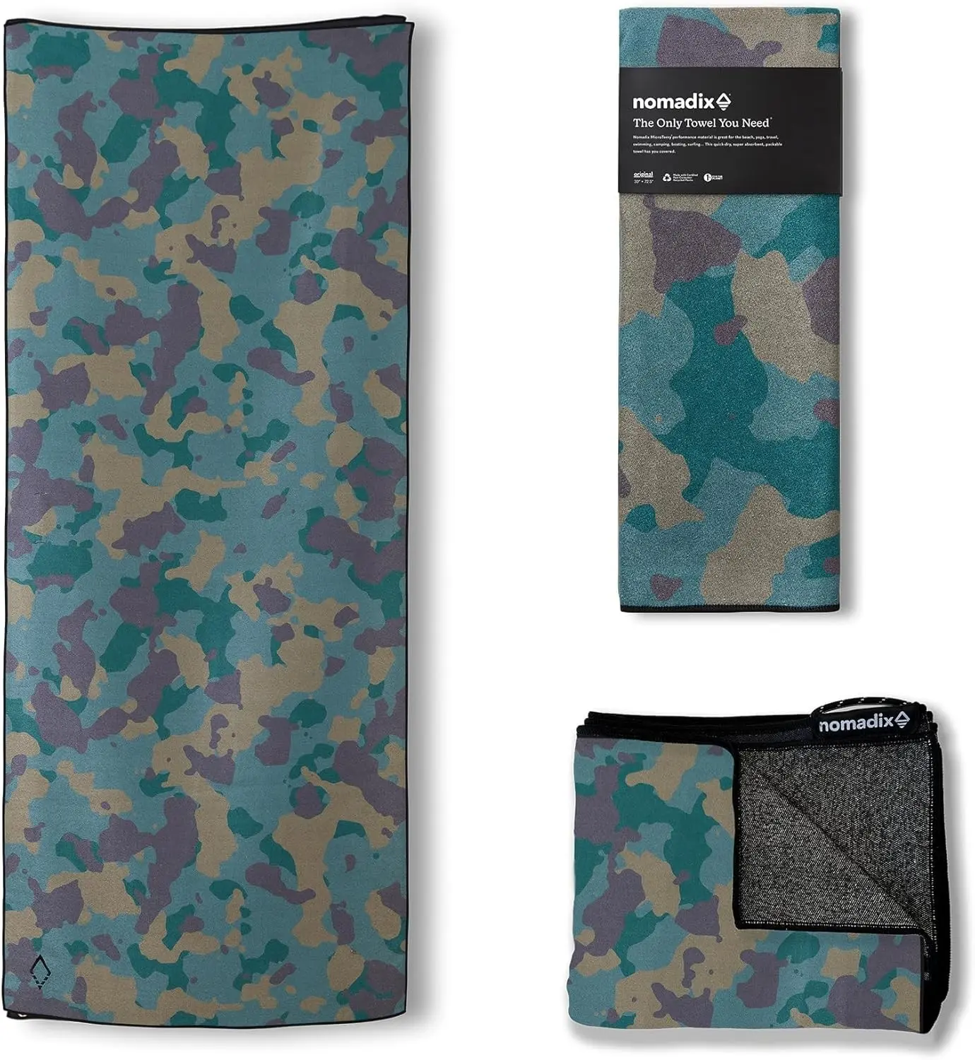 Recycled Fiber Camouflage Print Lightweight Beach Towel - Super Absorbent, Sand Resistant, 72.5x30" - Ideal for Travel, Camping - Print Design Home Supplies Towel Gift, Folded Pack